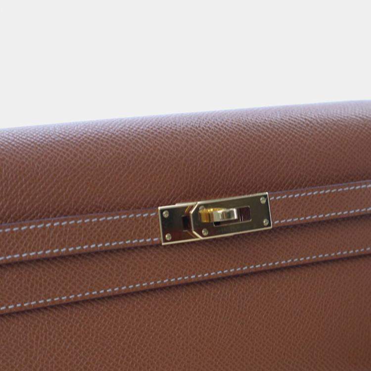 Pre Owned Hermes Brown Epsom Kelly To Go Wallet
