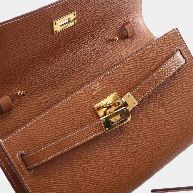 Pre Owned Hermes Brown Epsom Kelly To Go Wallet