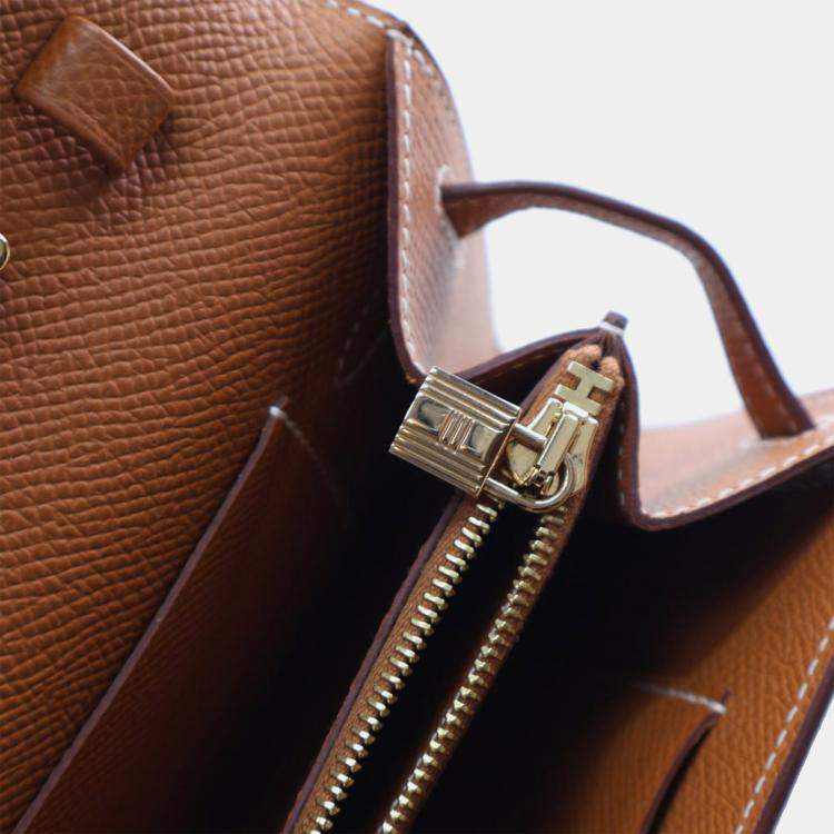 Pre Owned Hermes Brown Epsom Kelly To Go Wallet