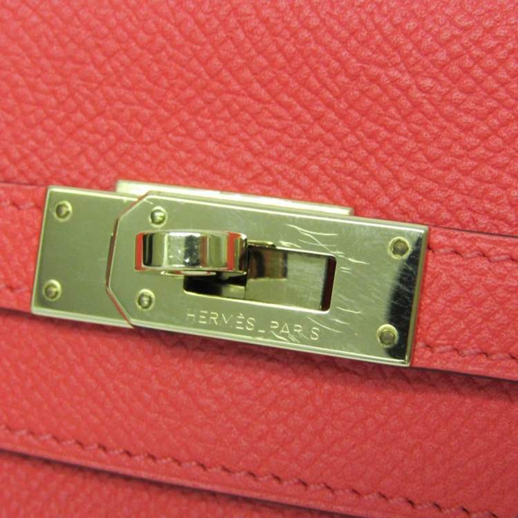 Pre Owned Hermes Kelly Wallet  Epsom Leather Long Wallet Bi-Fold Rose Jaipur Salmon Pink