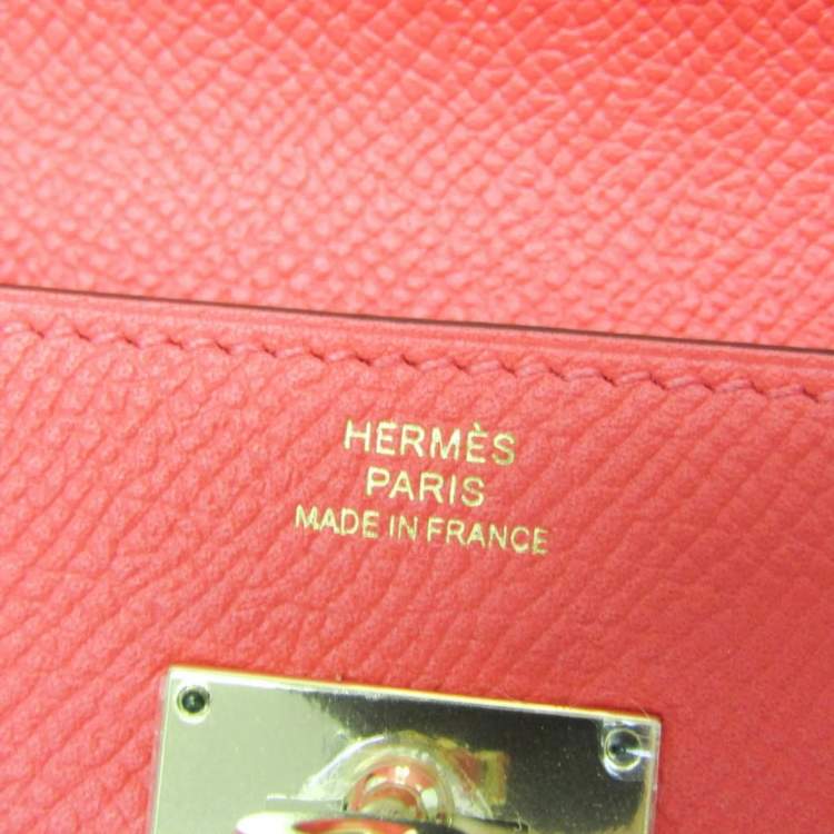 Pre Owned Hermes Kelly Wallet  Epsom Leather Long Wallet Bi-Fold Rose Jaipur Salmon Pink