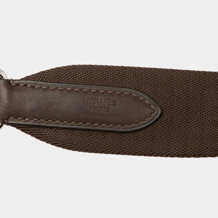 Pre Owned Hermes Blue Brown Toile Sac de Pansage Grooming Bag