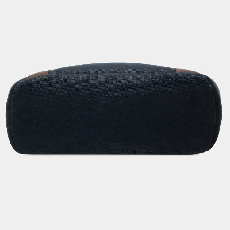 Pre Owned Hermes Blue Brown Toile Sac de Pansage Grooming Bag