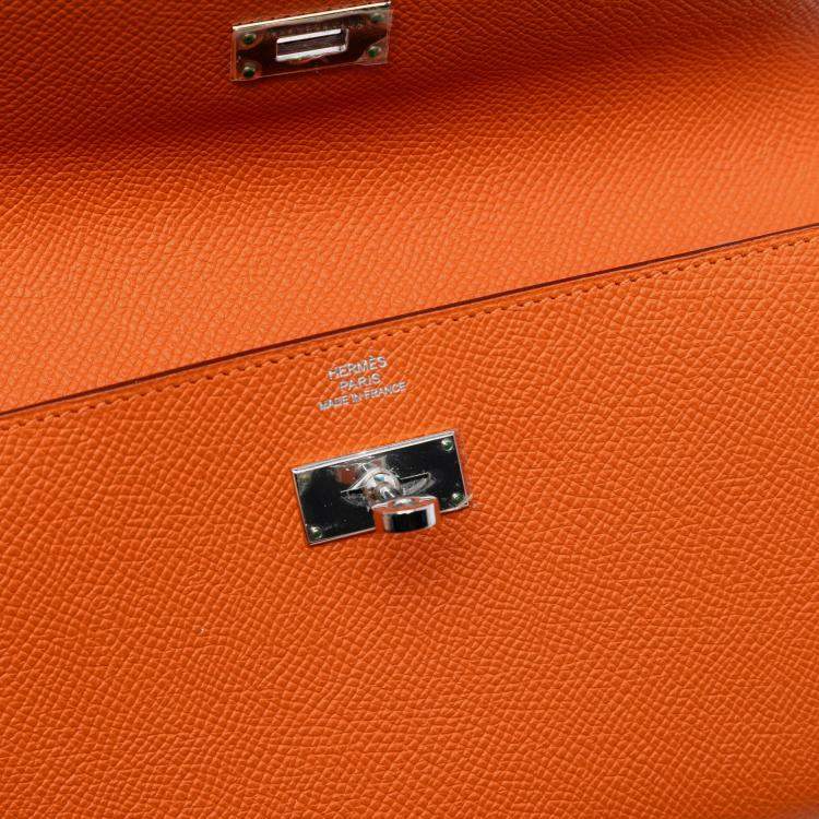 Pre Owned Hermes Orange Epsom Kelly Longue Wallet long wallets