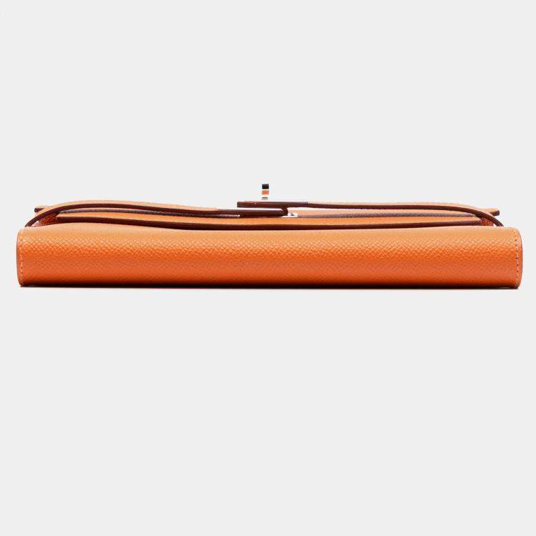 Pre Owned Hermes Orange Epsom Kelly Longue Wallet long wallets