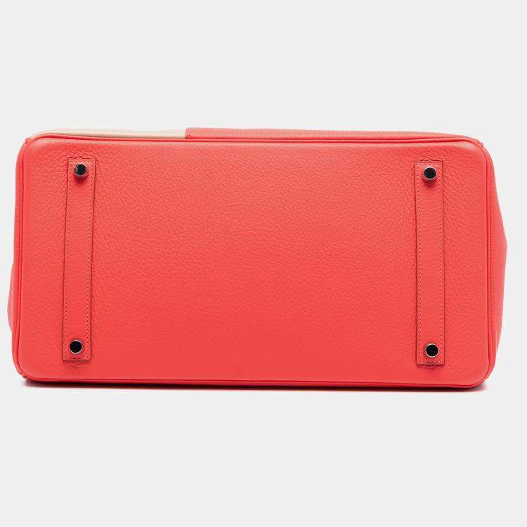 Pre Owned Hermes Pink Tricolor Clemence and Swift Birkin Cascade Retourne 35