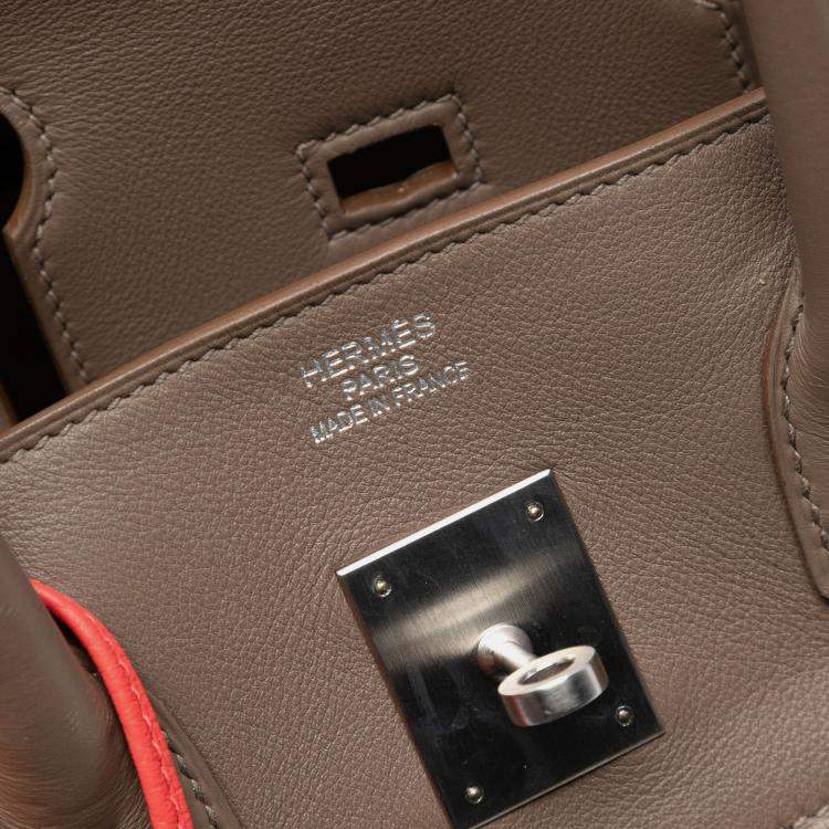 Pre Owned Hermes Pink Tricolor Clemence and Swift Birkin Cascade Retourne 35