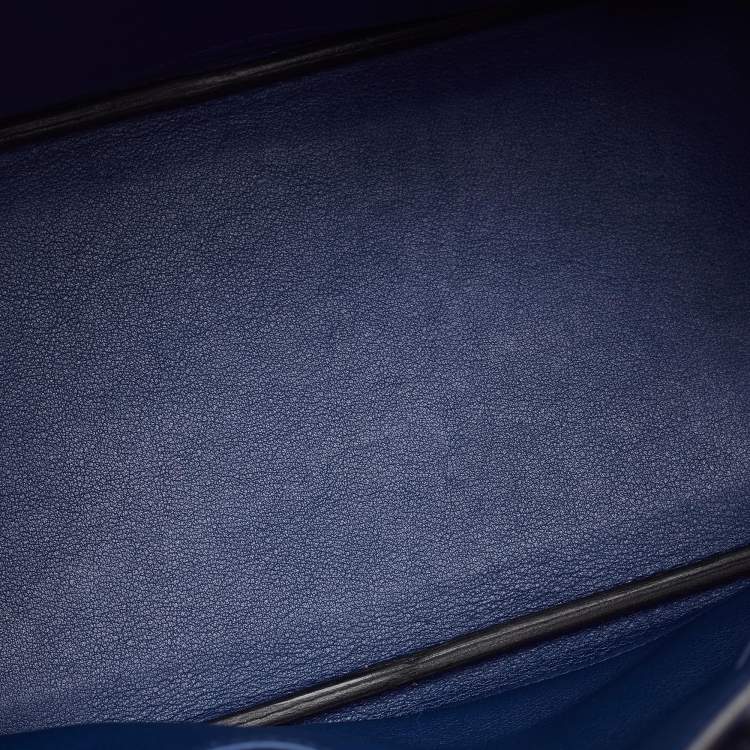 Pre Owned Hermes Birkin 25 Palladium Finish Bleu Saphir Swift Leather Tote