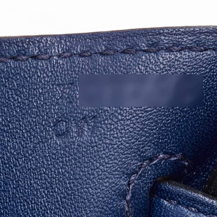 Pre Owned Hermes Birkin 25 Palladium Finish Bleu Saphir Swift Leather Tote