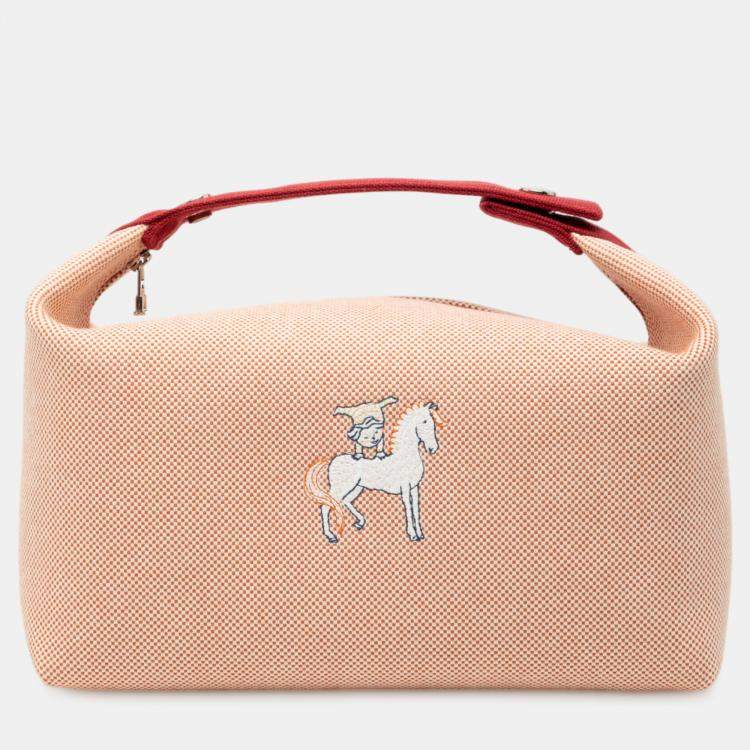 Pre Owned Hermes Orange Large Canvas Bride A Brac Cabriole Case