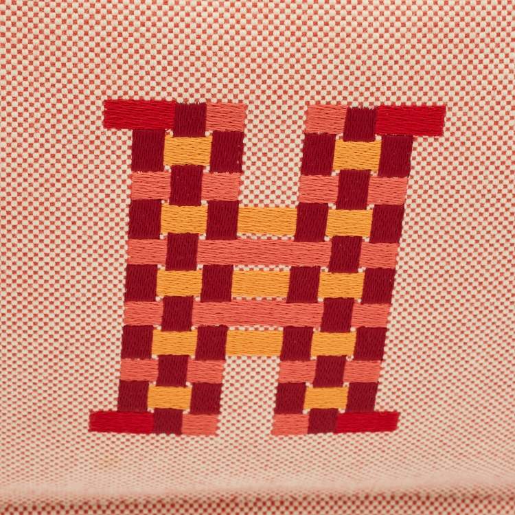 Pre Owned Hermes H Tissage Vermilion Canvas Pouch