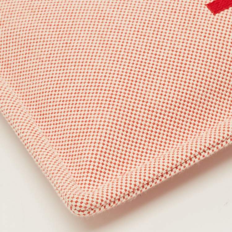 Pre Owned Hermes H Tissage Vermilion Canvas Pouch