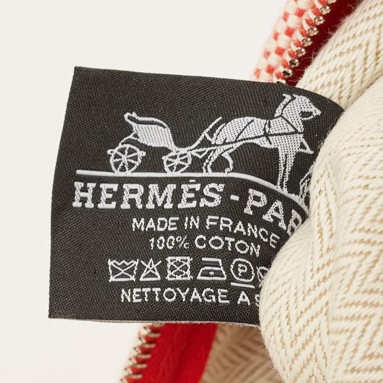 Pre Owned Hermes H Tissage Vermilion Canvas Pouch
