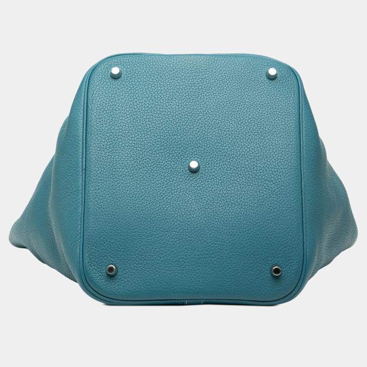 Pre Owned Hermes Blue Clemence Picotin Lock 22