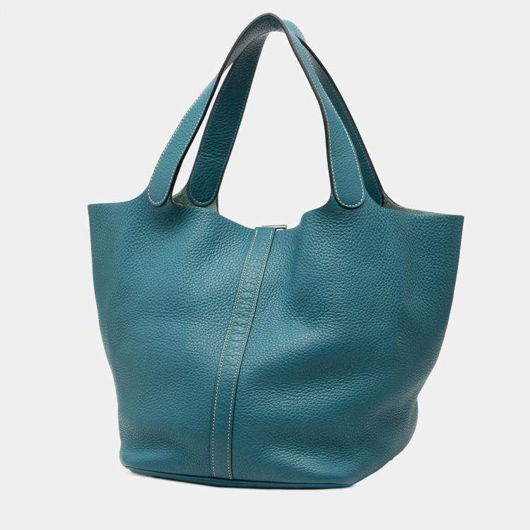 Pre Owned Hermes Blue Clemence Picotin Lock 22
