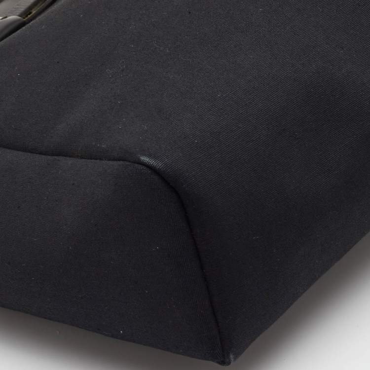 Pre Owned Hermes Herbag Black Toile Canvas and Vache Hunter Top Handle Bag