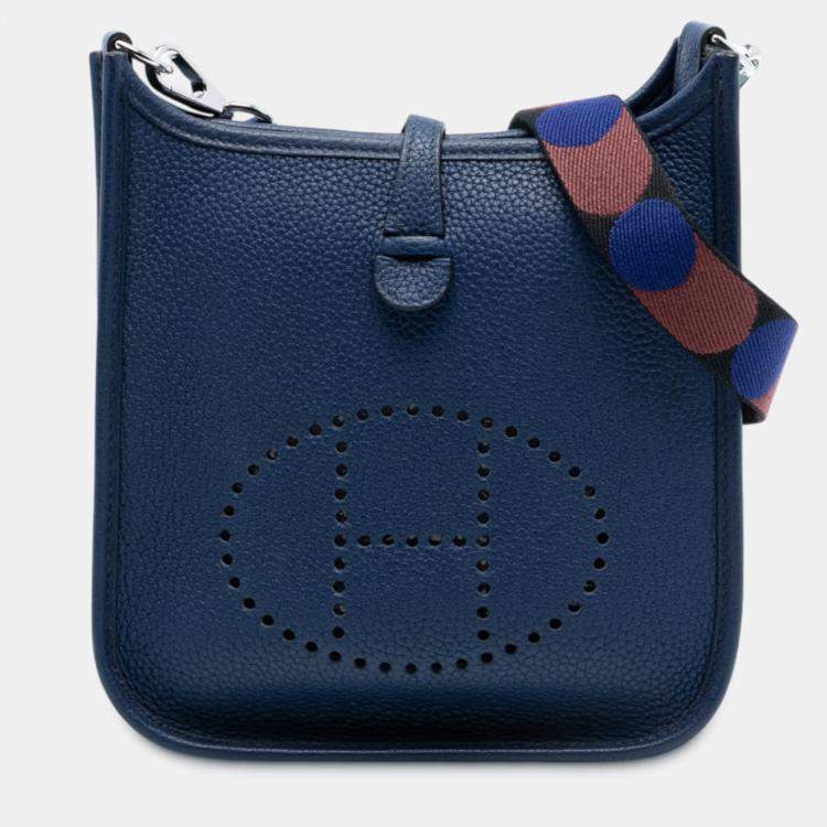 Pre Owned Hermes Blue Clemence Flipperball Strap Evelyne TPM