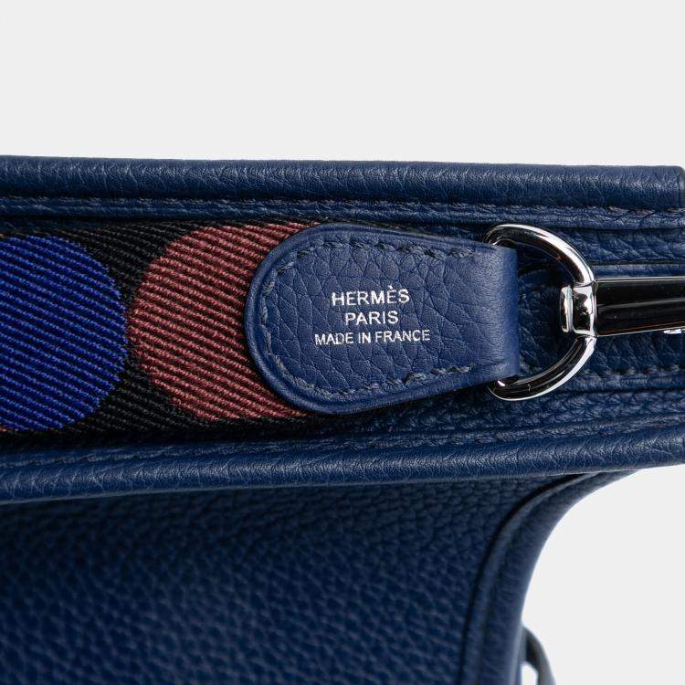 Pre Owned Hermes Blue Clemence Flipperball Strap Evelyne TPM