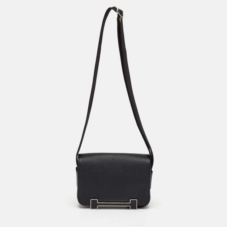 Pre Owned Hermès Geta Black Chevre Mysore Leather Shoulder Bag