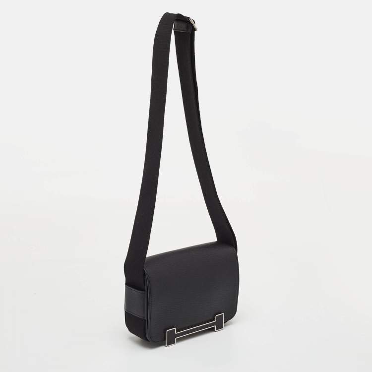 Pre Owned Hermès Geta Black Chevre Mysore Leather Shoulder Bag