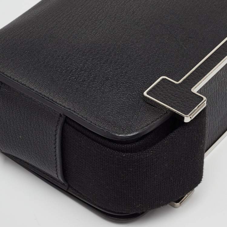 Pre Owned Hermès Geta Black Chevre Mysore Leather Shoulder Bag