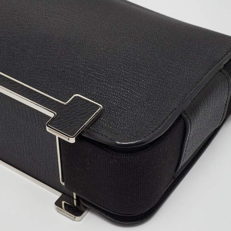 Pre Owned Hermès Geta Black Chevre Mysore Leather Shoulder Bag