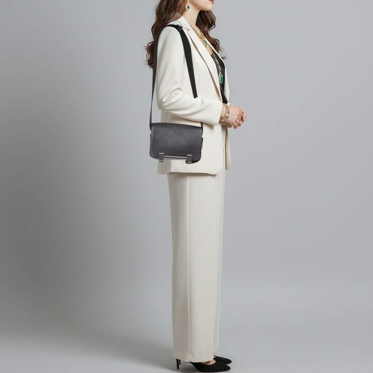 Pre Owned Hermès Geta Black Chevre Mysore Leather Shoulder Bag