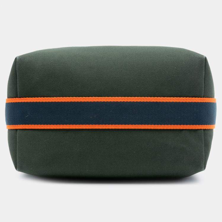 Pre Owned Hermes Blue Green Large Toile Bride A Brac Case