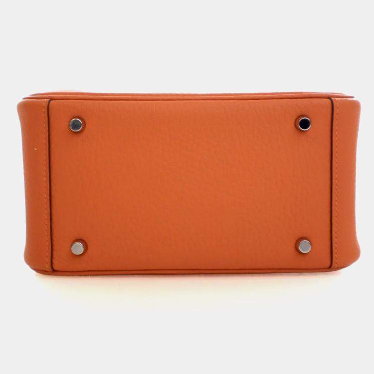 Pre Owned Hermes Orange Clemence Mini Lindy 20