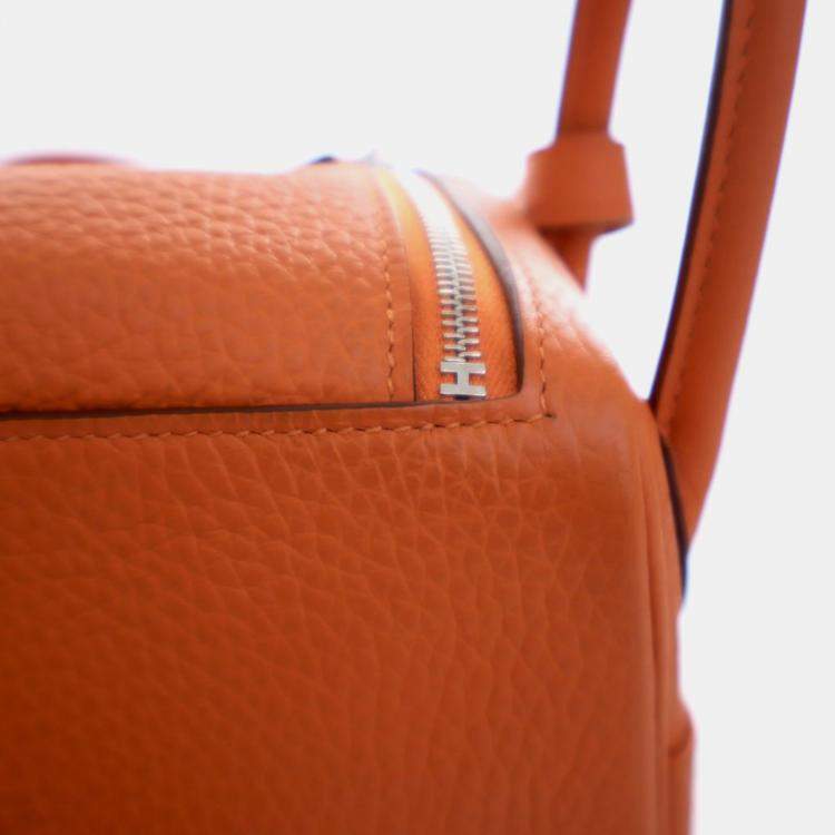 Pre Owned Hermes Orange Clemence Mini Lindy 20