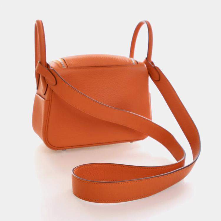 Pre Owned Hermes Orange Clemence Mini Lindy 20