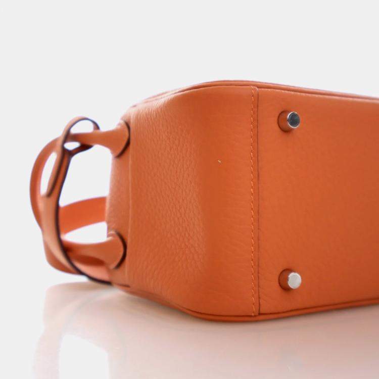 Pre Owned Hermes Orange Clemence Mini Lindy 20