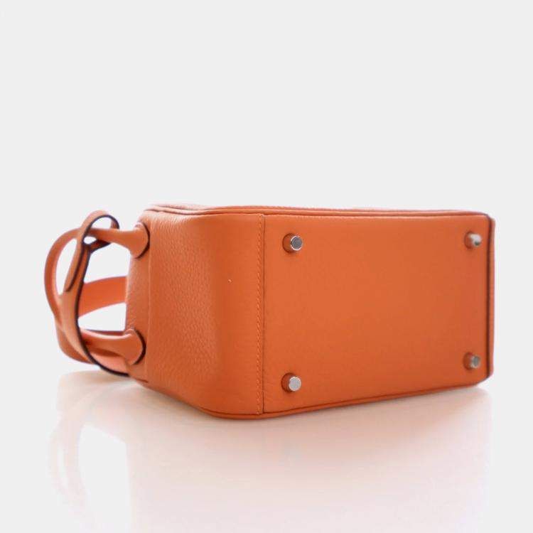 Pre Owned Hermes Orange Clemence Mini Lindy 20