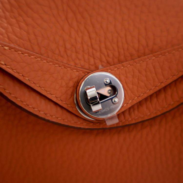 Pre Owned Hermes Orange Clemence Mini Lindy 20