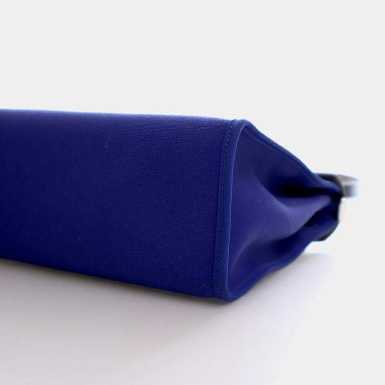Pre Owned Hermes Bleu Electrique Toile H Herbag Zip 31