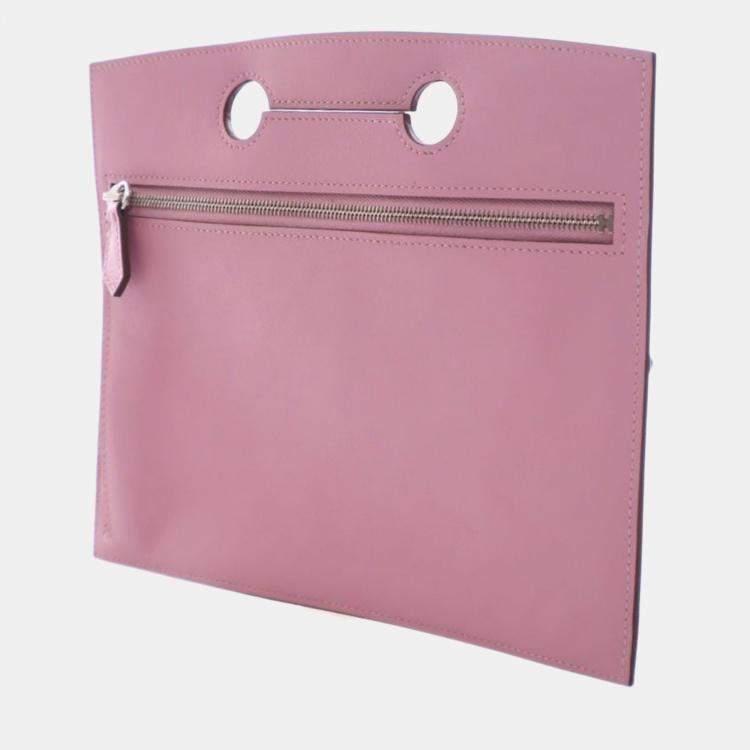 Pre Owned Hermes Mauve Sylvestre Swift Backpocket Pouch 25