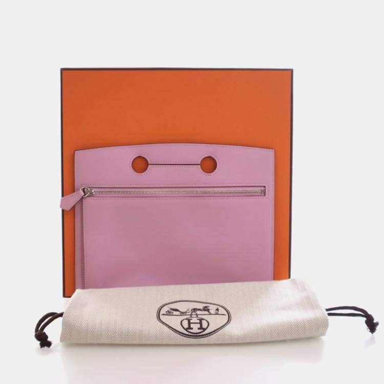 Pre Owned Hermes Mauve Sylvestre Swift Backpocket Pouch 25