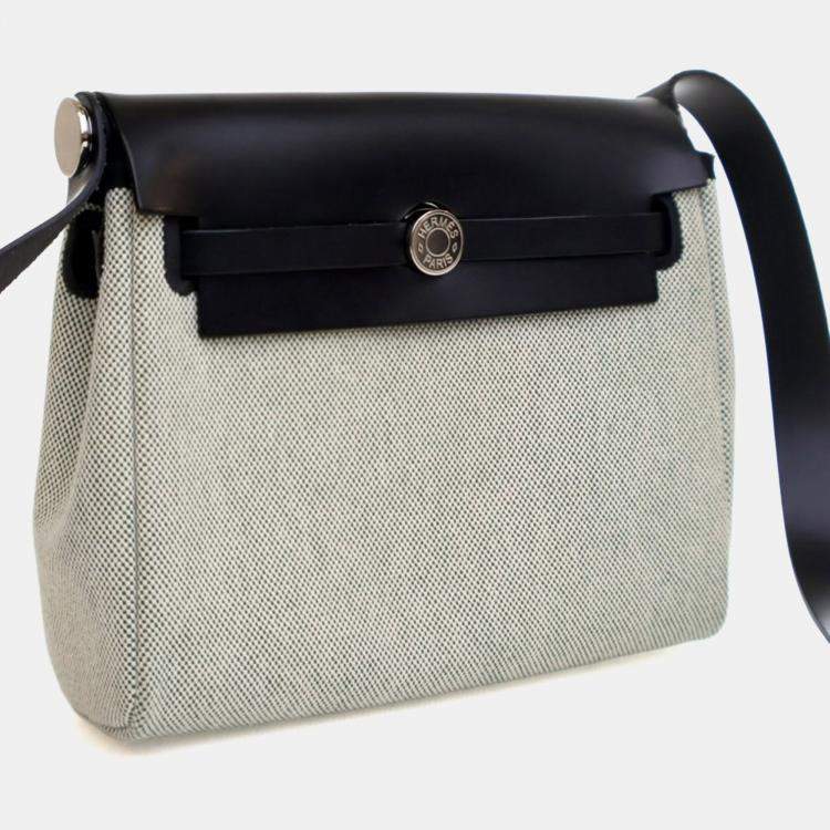 Pre Owned Hermes Vert Moyen Military Toile Herbag Zip 20