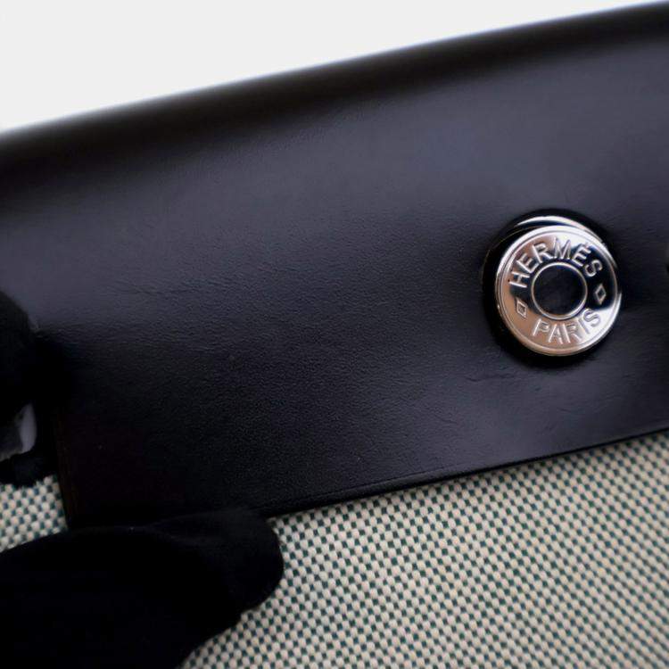 Pre Owned Hermes Vert Moyen Military Toile Herbag Zip 20