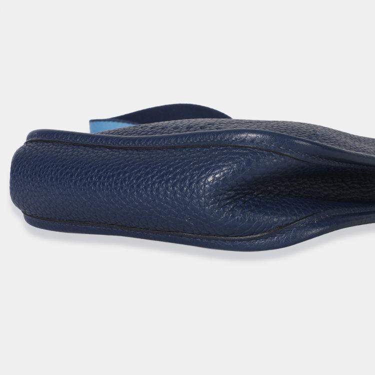 Pre Owned Hermes Bleu Saphir Clemence Mini Evelyne TPM PHW