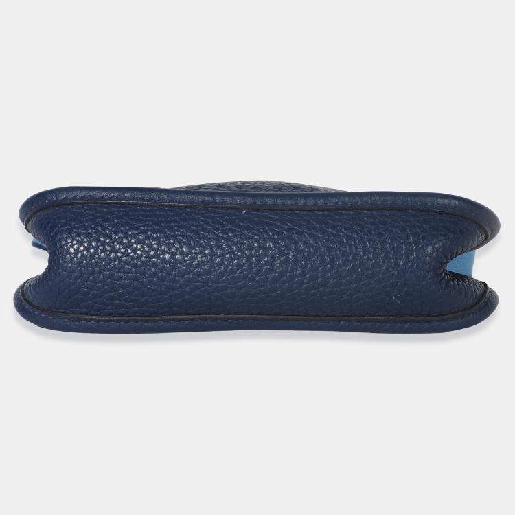 Pre Owned Hermes Bleu Saphir Clemence Mini Evelyne TPM PHW