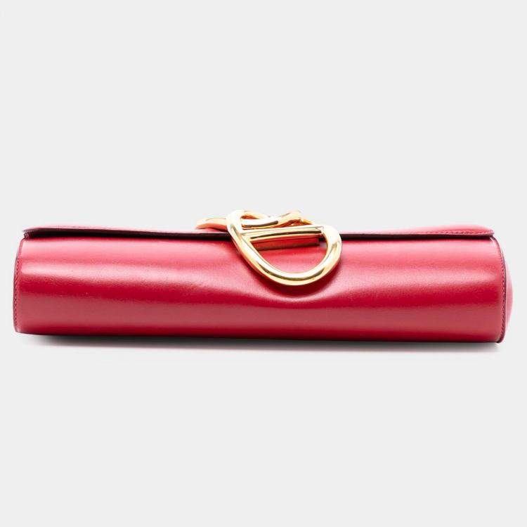 Pre Owned Hermes Red Tadelakt Egee Clutch
