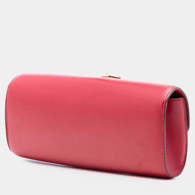 Pre Owned Hermes Red Tadelakt Egee Clutch