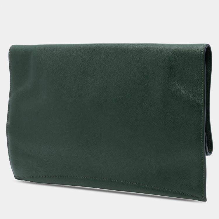 Pre Owned Hermes Green Evercolor Pliplat Clutch