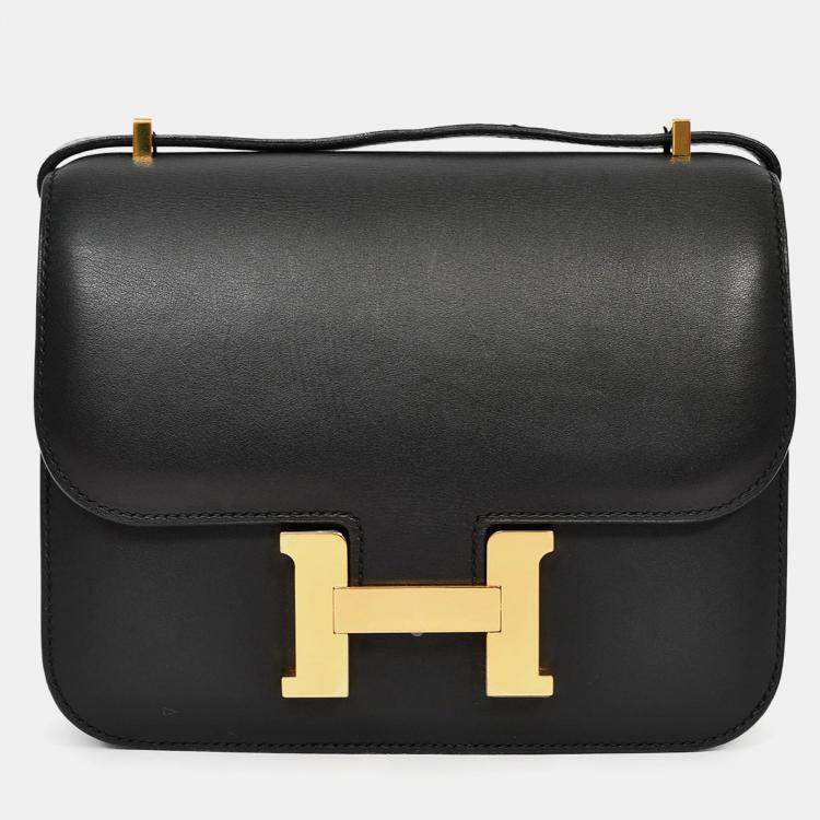 مملوكة مسبقًا Hermes 2016 Black Swift Leather Mini Constance 18