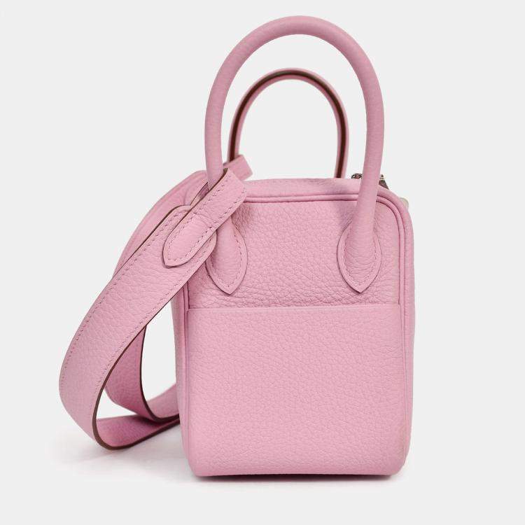 Pre Owned Hermes 2022 Mauve Sylvestre Clemence Leather Mini Lindy