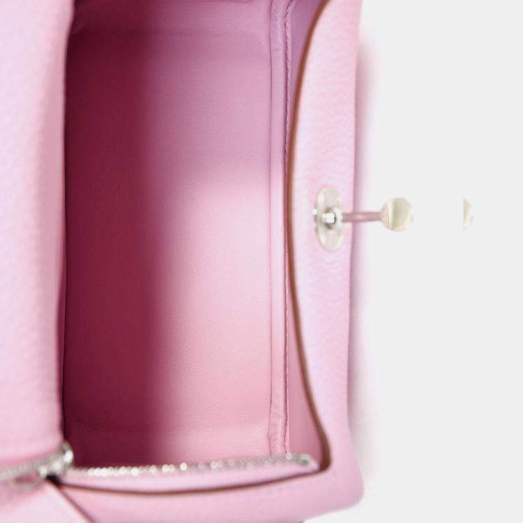 Pre Owned Hermes 2022 Mauve Sylvestre Clemence Leather Mini Lindy