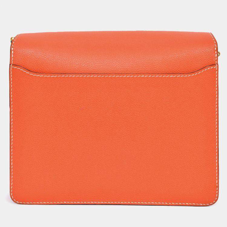 Pre Owned Hermes Orange Evercolour Leather Sac Roulis 23 Crossbody