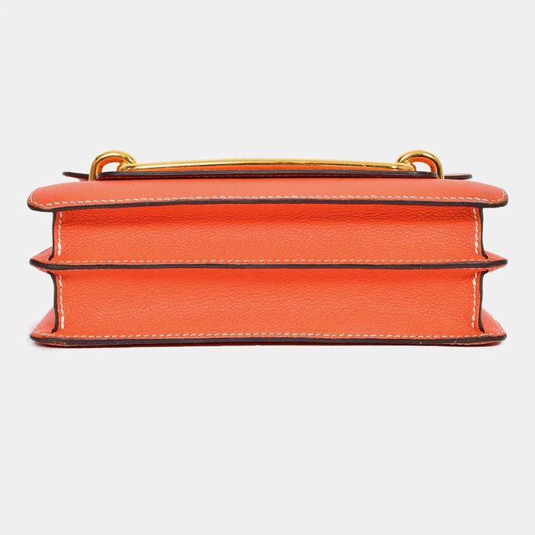 Pre Owned Hermes Orange Evercolour Leather Sac Roulis 23 Crossbody