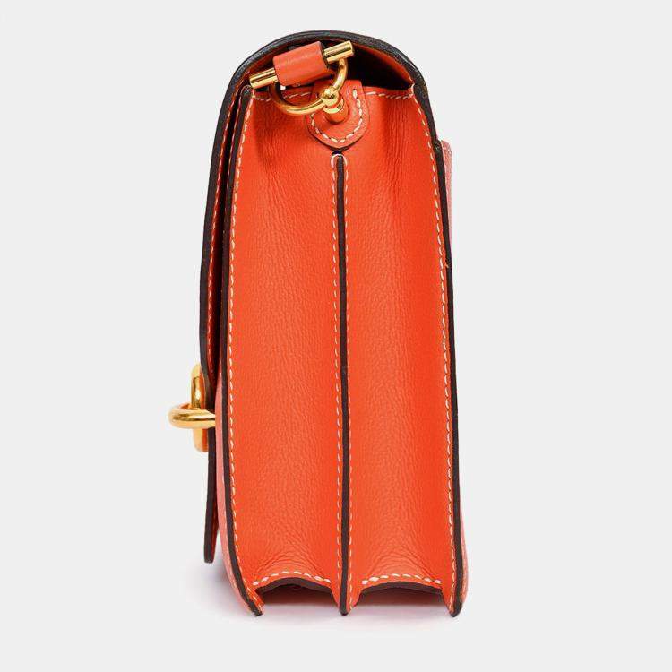 Pre Owned Hermes Orange Evercolour Leather Sac Roulis 23 Crossbody